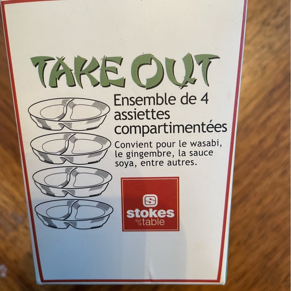 NIB Stokes Signature Home 4-Piece Set of Divided Sushi Dishes in Take-Out Box - Picture 2 of 7